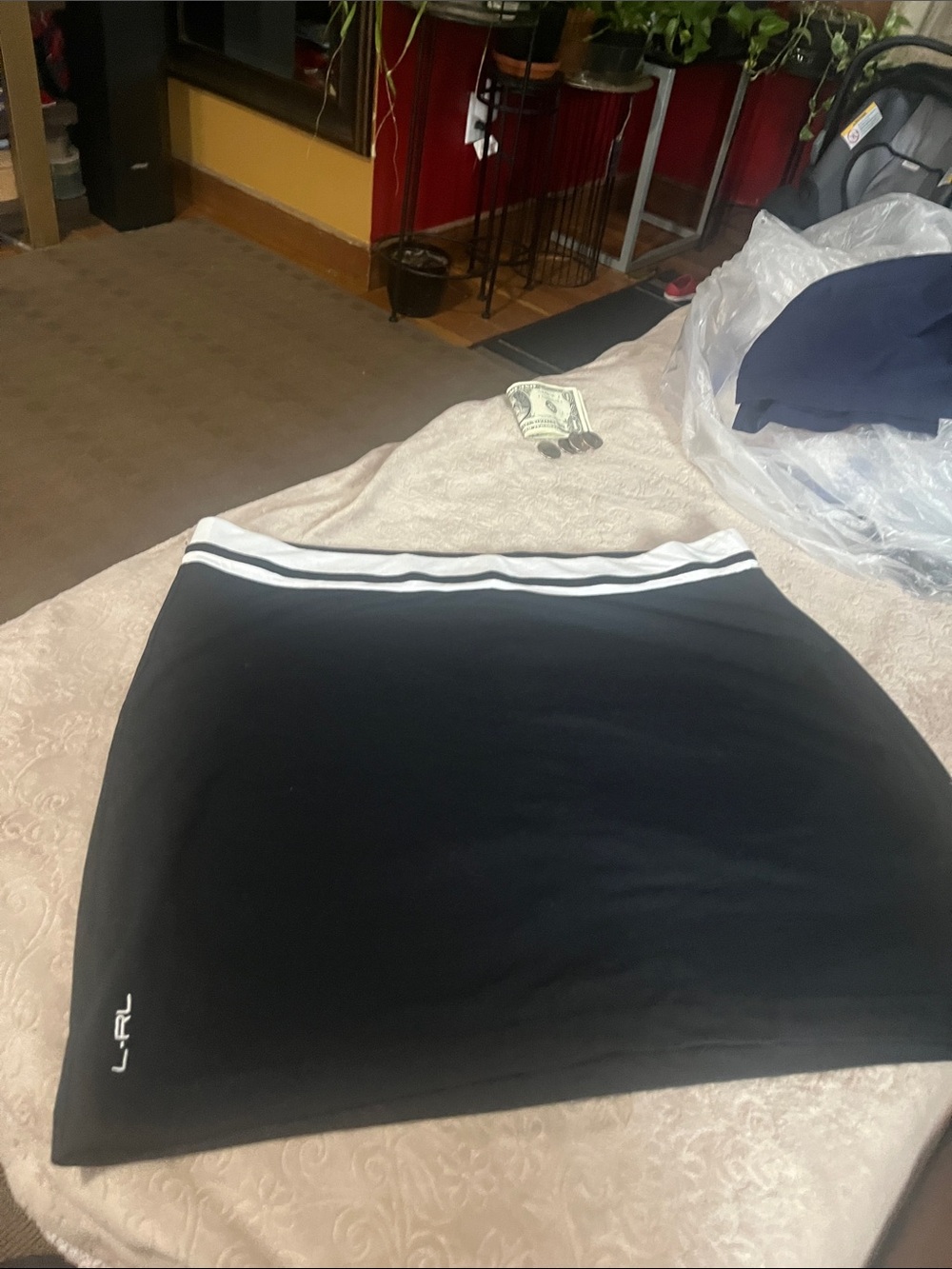 Polo by Ralph Lauren Black Mini Skirt with White Striped Waistband